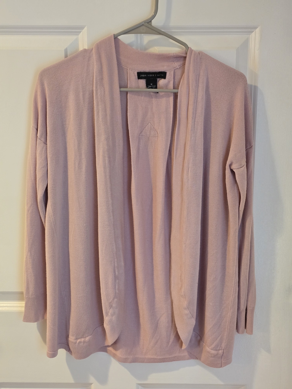 Joan Vass Light Pink Open-Front Women's Cardigan